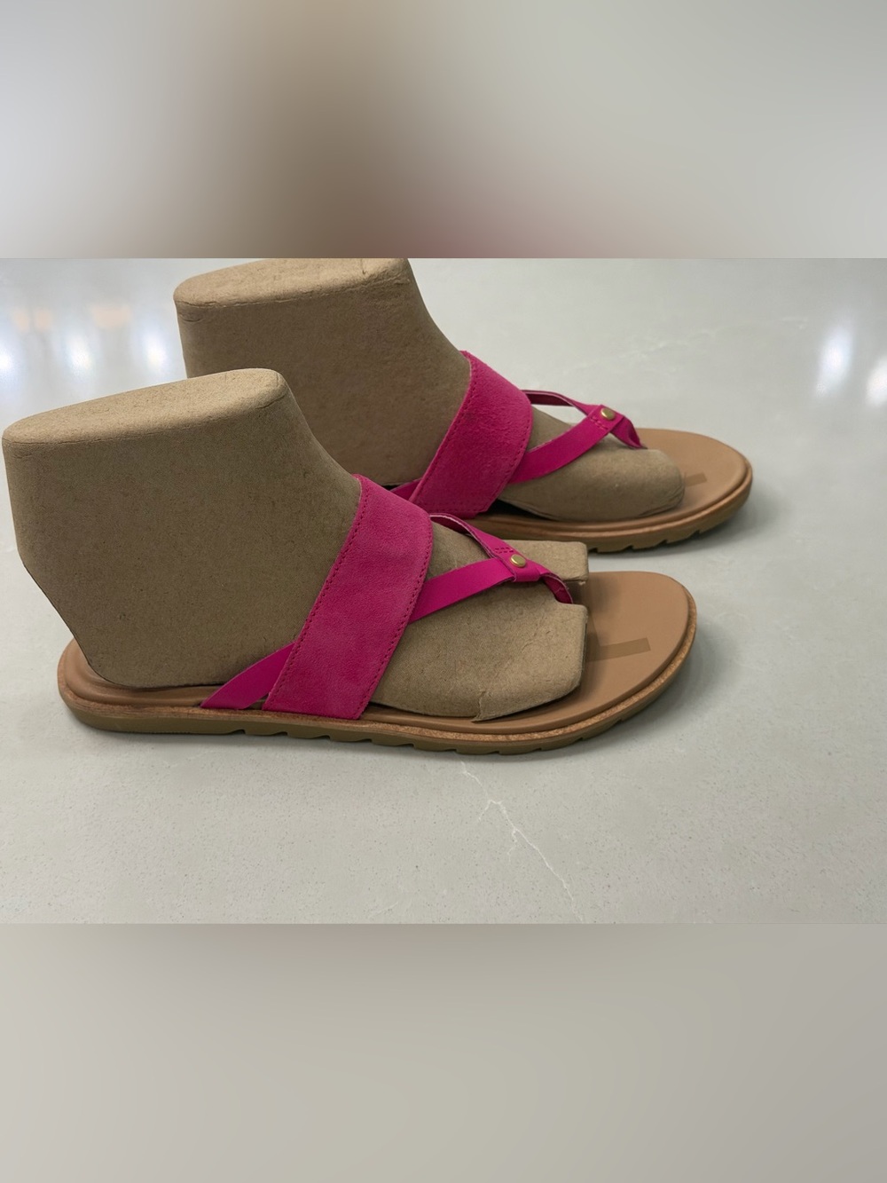 SOREL Ella II Easy Flip Flop Sandal Pink Suede Thong Slide 9